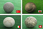 Steinkugeln der beteiligten Nationen