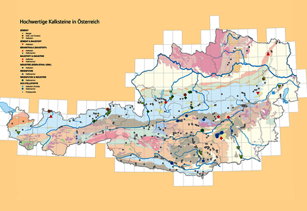 Map of high-grade limestones in Austria