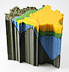 Geologisches 3D Modell von Wien mittels 3D Drucker aus Kunststoff hergestellt.