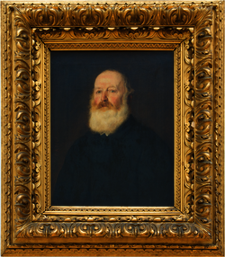 gemaltes Porträt von Franz von Hauer in goldenem Bilderrahmen