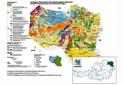 Geologische Übersichtskarte des Weinbaugebietes Weinviertel